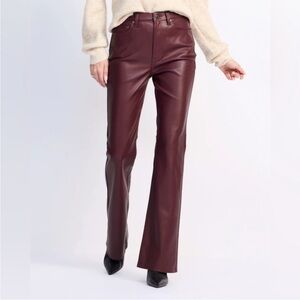 NWT Pistola Maroon Leather Flare Pants